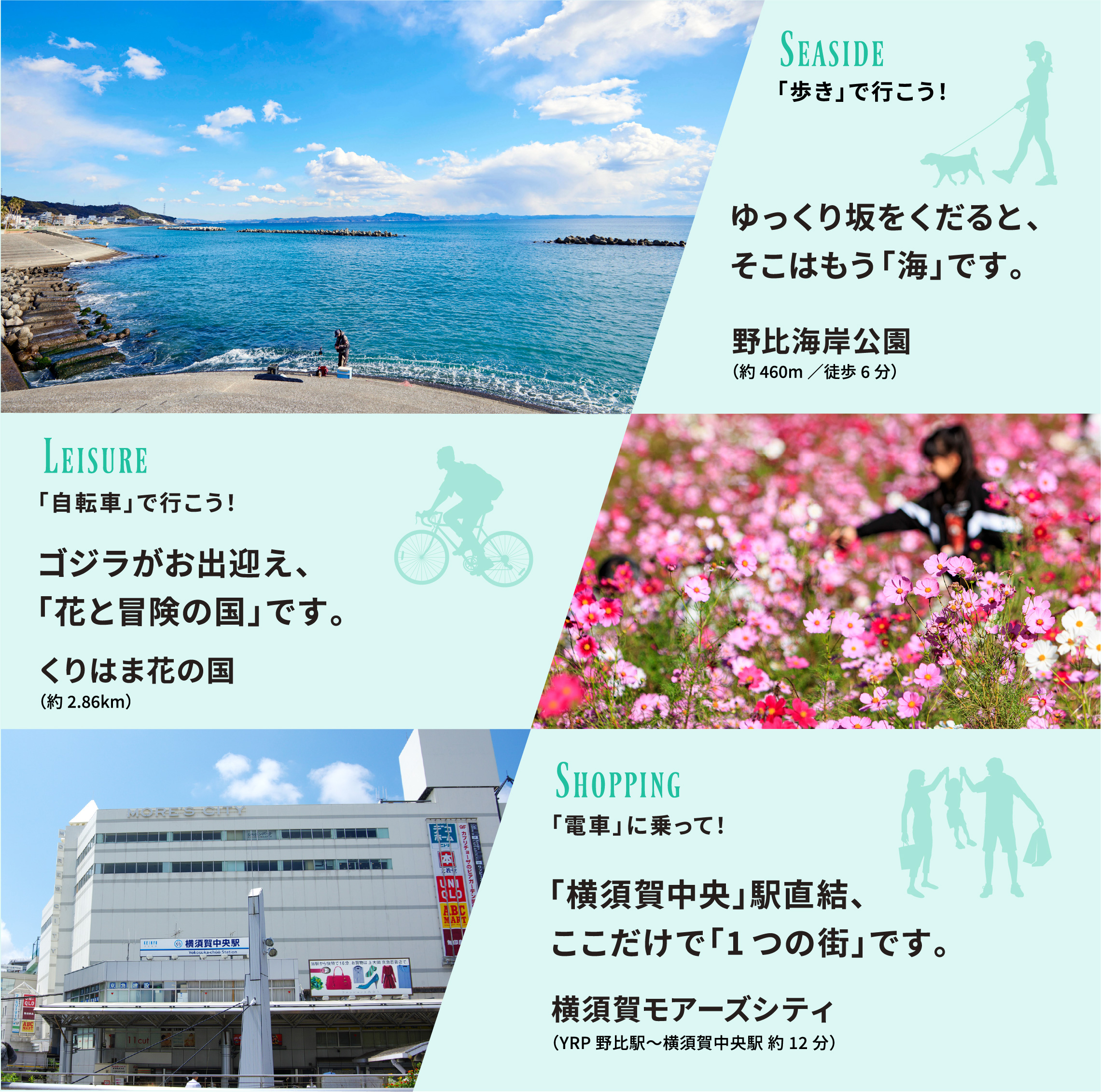 野比海岸・くりはま花の国横須賀モアーズシティの紹介図