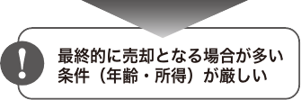 最終的に売却となる場合が多い条件（年齢・所得）が厳しい