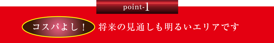 Point-1 コスパよし！　将来の見通しも明るいエリアです