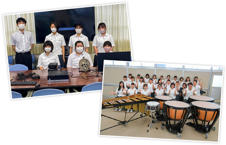 富山県立小杉高等学校に楽器と放送機材を寄贈しました