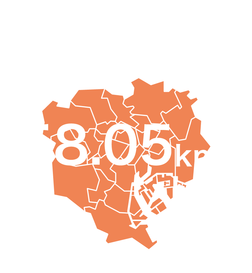 区の面積は23区内第2位58.05km2