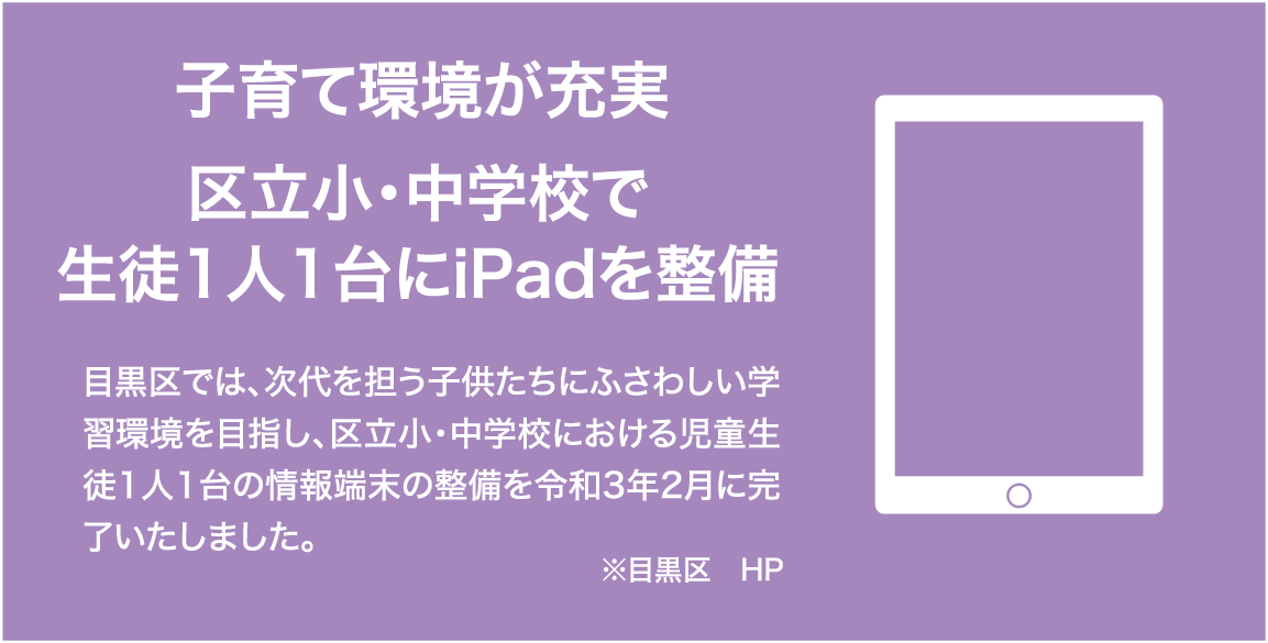 子育て環境が充実。区立小・中学校で生徒1人1台にiPadを整備