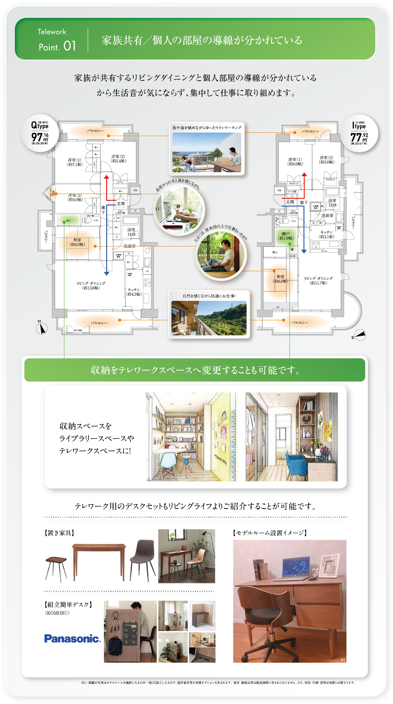 ポイント１、家族共有・個人の部屋の動線が分かれている