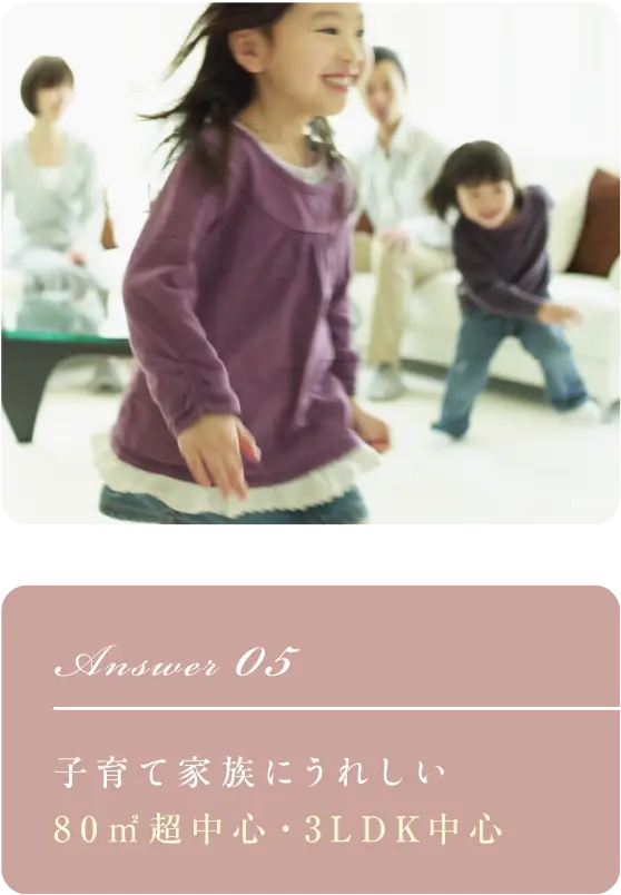 5、子育て家族にうれしい80㎡超中心・3LDK
