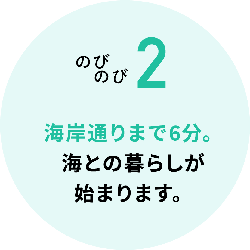 海岸通りまで6分。海との暮らしが始まります。