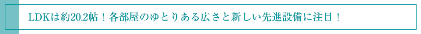 LDKは約20.2帖！各部屋のゆとりある広さと新しい先進設備に注目！