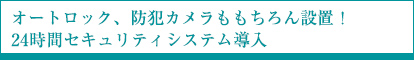 オートロック、防犯カメラももちろん設置！24時間セキュリティシステムを導入